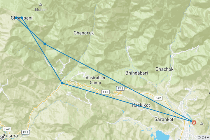 Map of Poon Hill Trek - 3 Days