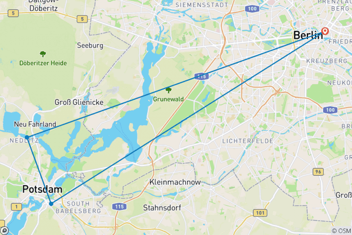 Carte du circuit Escapade de Noël à Berlin et Potsdam - croisière de port à port