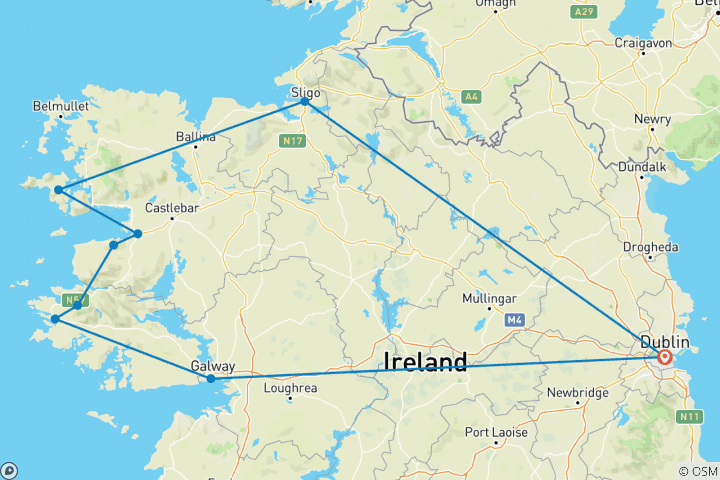 Map of West of Ireland Walking Tour | 7 Days
