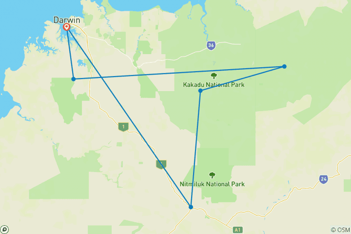 Map of 【Darwin】7 Days Darwin, Kakadu National Park, Katherine Gorge Touring Package