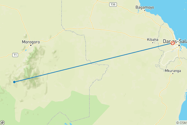 Mapa de Safari de 2 días en el Parque Nacional de Mikumi