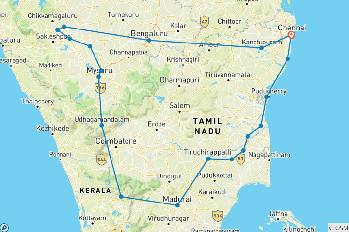 Map of Enchanting Temples & Tea Trails: A South Indian Cultural Odyssey