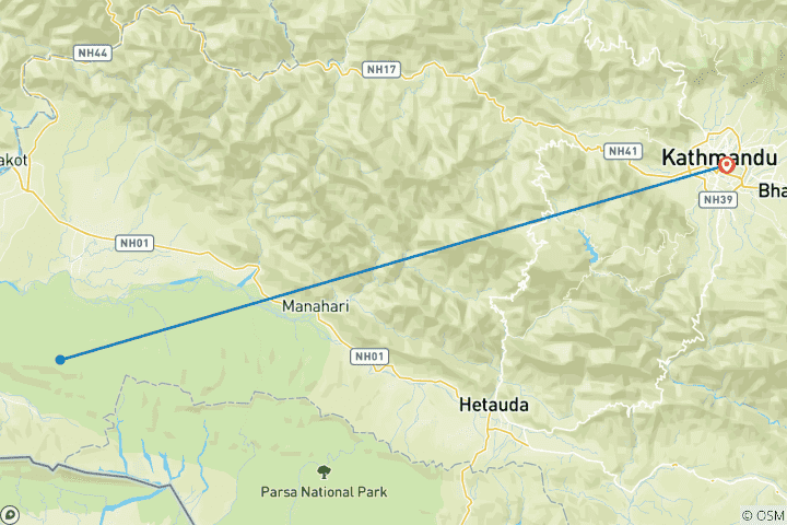 Mapa de Viaje VIP en Nepal: Katmandú y Chitwan - 6 Días