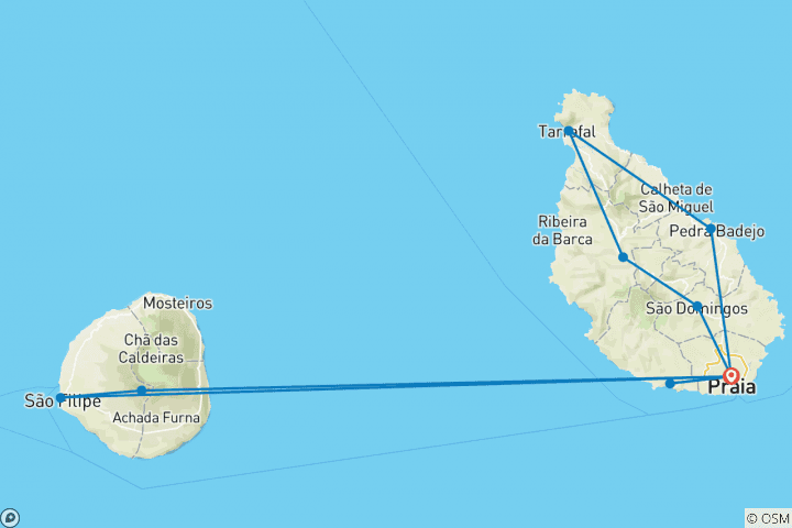 Carte du circuit Cap- Vert : Les meilleurs sentiers des îles Santiago et Fogo