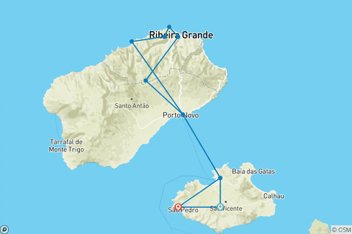 Karte von Geheime Pfade von Santo Antão & São Vicente Entdeckungsreise (7 Tage/6 Nächte)