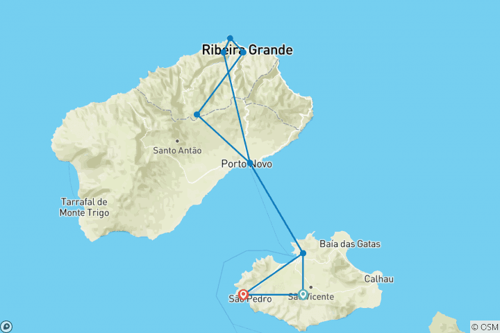 Map of Essence of São Vicente and Santo Antão, 4 Days 3 Nights