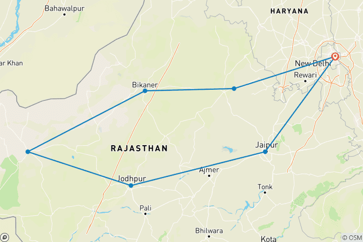 Kaart van Iconisch Rajasthan