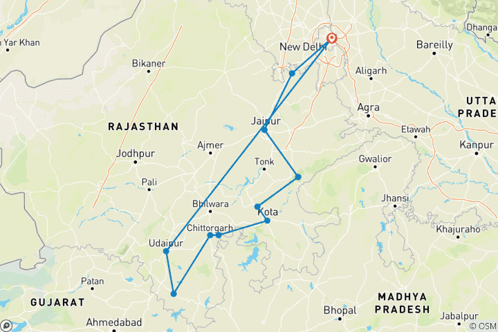 Map of Rajasthan with Ranthambore