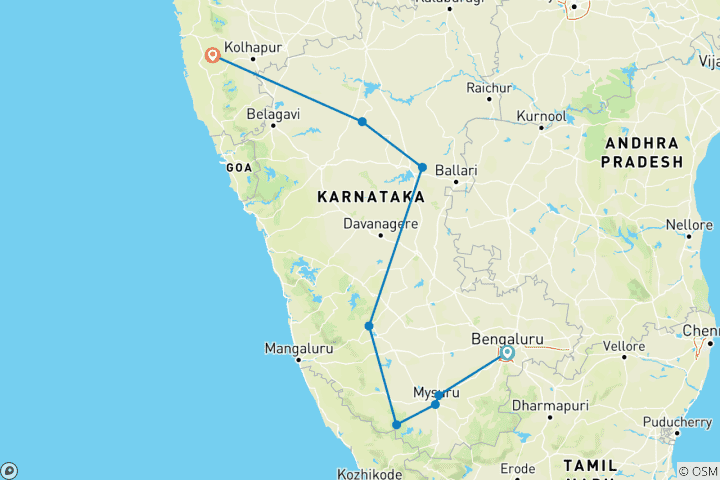 Karte von Das Beste von Karnataka und Goa