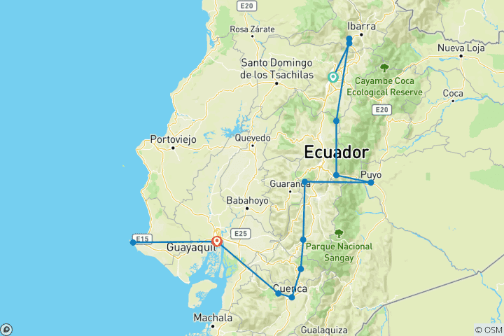 Carte du circuit Circuit aventure en Équateur 14 jours