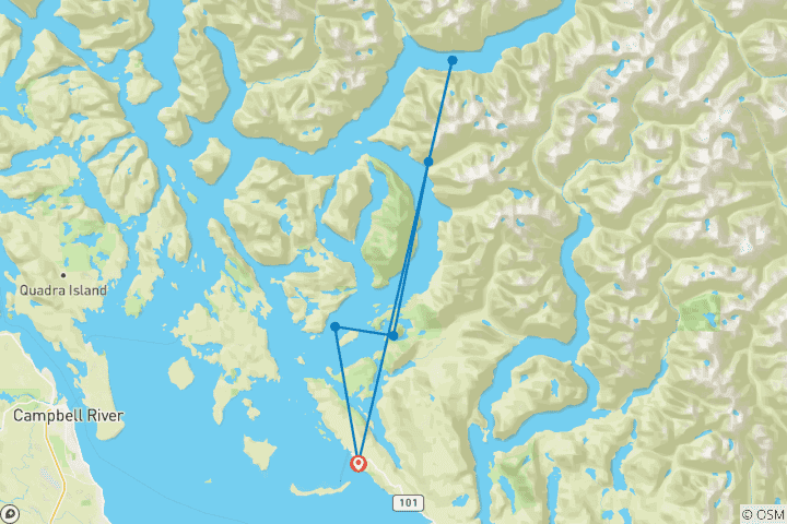 Carte du circuit Les ours grizzlis du bras de mer Toba - 3 nuits / 4 jours