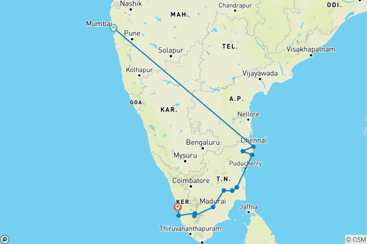 Map of South India Heritage