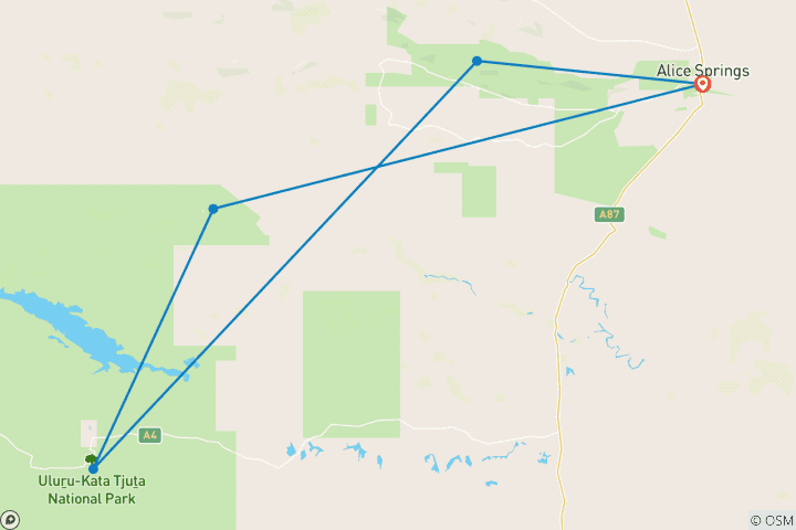 Map of 【Alice Springs】Uluru Ayers Rock & Kings Canyon 8 Days Touring Package