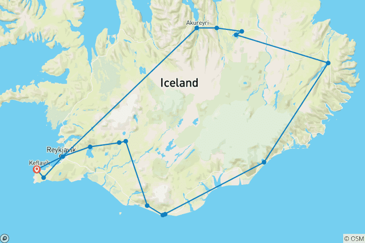 Kaart van 8 Dagen Privé Rondreis IJsland | Ringweg (Winter)