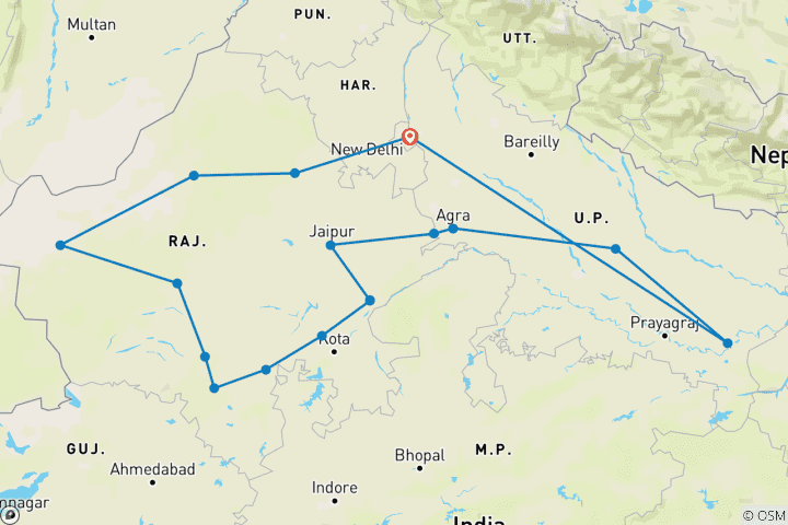 Carte du circuit L'expérience de l'Inde du Nord