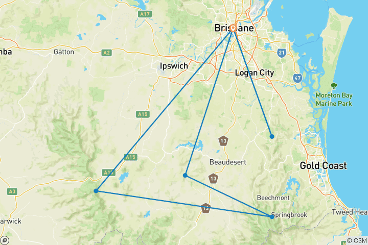 Map of Walk Queensland's Scenic Rim (7 destinations)