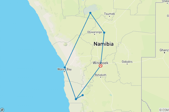 Map of Namibia the Finest Way, Self-Drive