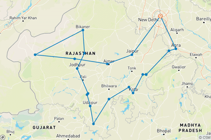 Map of North India Family Holiday