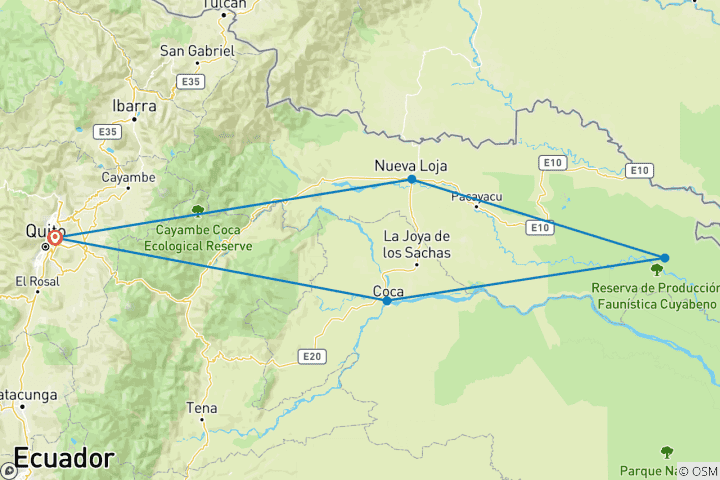 Kaart van Avontuur in Cuyabeno, Ecuador - 6 dagen