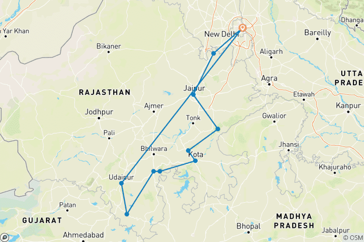 Map of Rajasthan Heritage and Wildlife