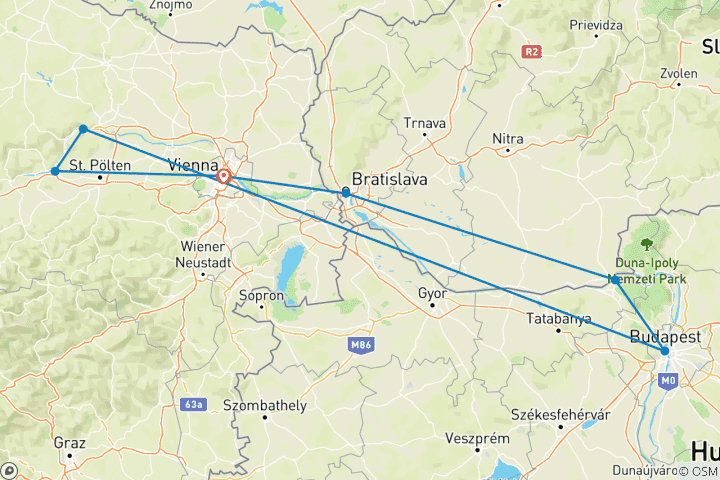 Map of New Year Danube Cruise (Vienna-Vienna) MS Fidelio