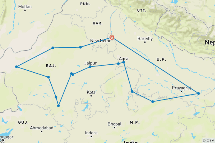 Kaart van Noord-India ervaring