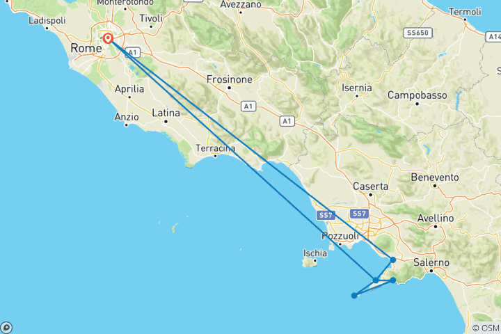 Carte du circuit Rome 2 La côte amalfitaine