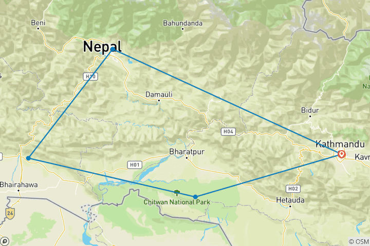 Kaart van Majestueus Nepal