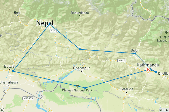 Carte du circuit Splendeurs du Népal