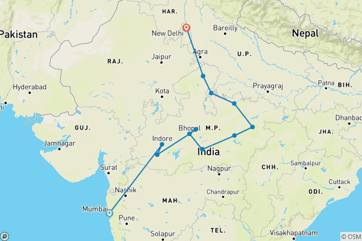 Map of Highlights of Madhya Pradesh