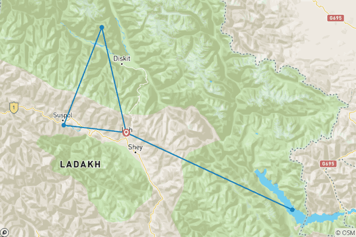 Map of Graceful Leh and Ladakh Tour