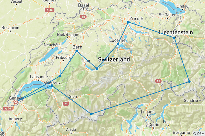 Mapa de Circuito Suizo de lujo Personalizado con salida Diaria