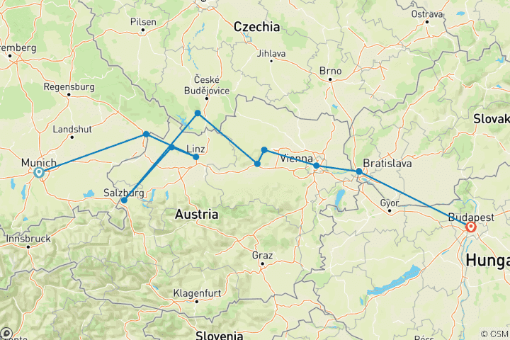 Carte du circuit Une expérience culinaire à bord de Danube Dreams (vers l'est) 2026