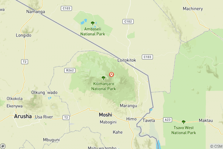 Karte von Mount Kilimanjaro Besteigung Tagestour