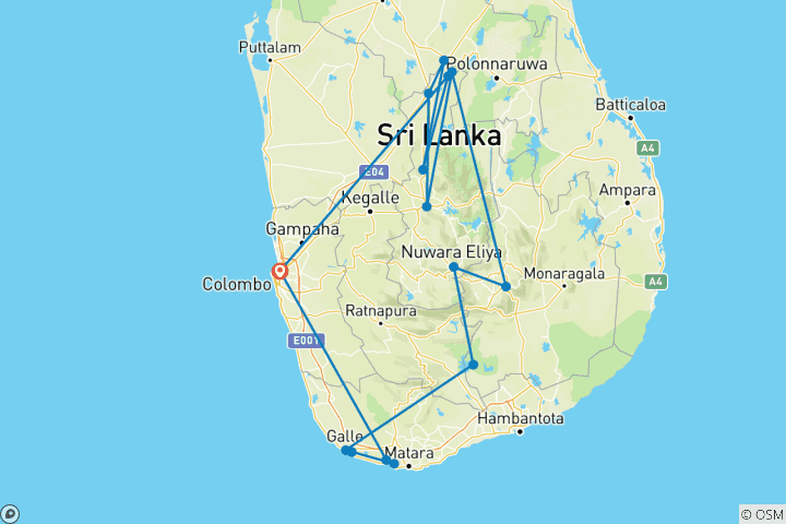 Carte du circuit Pure Sri Lanka (jusqu'à avril 26)