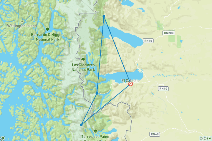 Carte du circuit Randonnée au Fitz Roy et au parc national Torres del Paine - Circuit en groupe