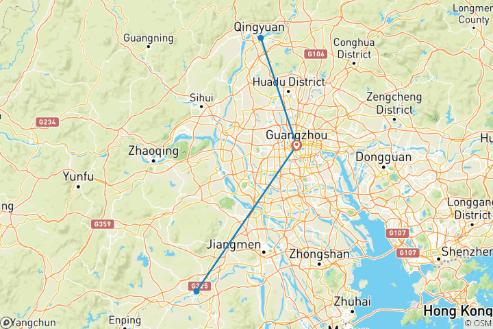 Carte du circuit Circuit classique dans le Guangdong : Guangzhou, Kaiping, Gulong Canyon, Yingxi Corridor, Mt Danxia 6 jours