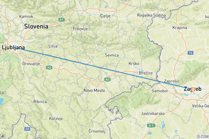 Karte von Erfrischende Hauptstädte Ljubljana & Zagreb