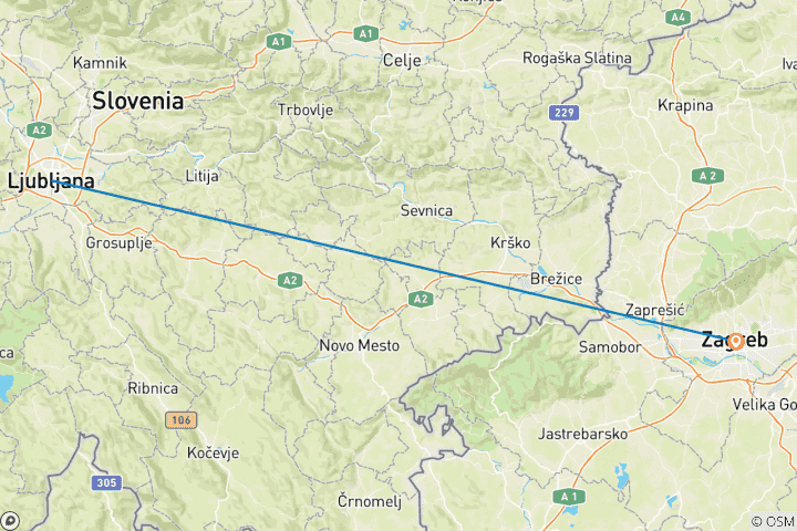 Karte von Erfrischende Hauptstädte Ljubljana & Zagreb