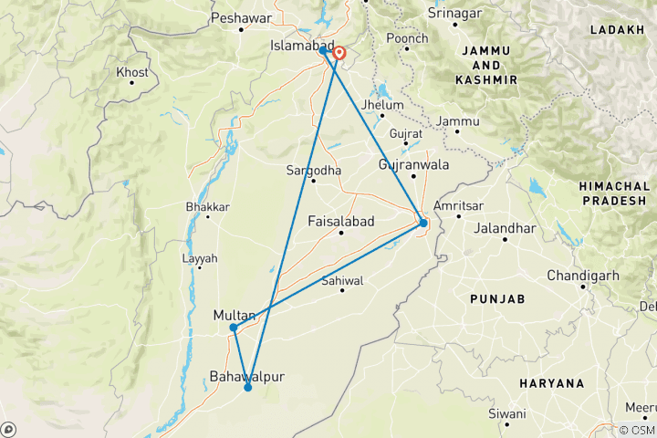 Karte von Mogulreich und koloniales Erbe - Pakistan Rundreise