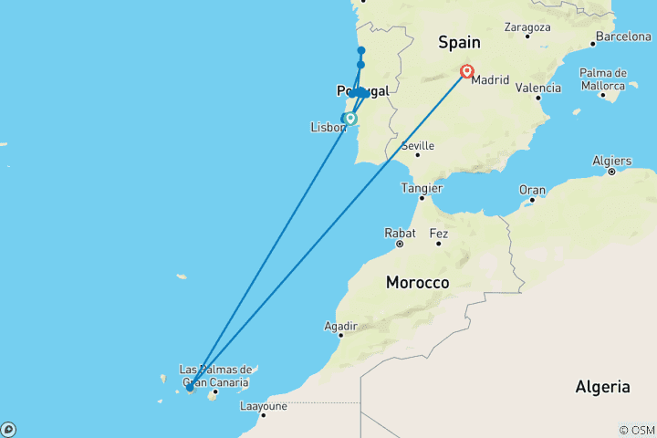 Mapa de Portugal y Canarias