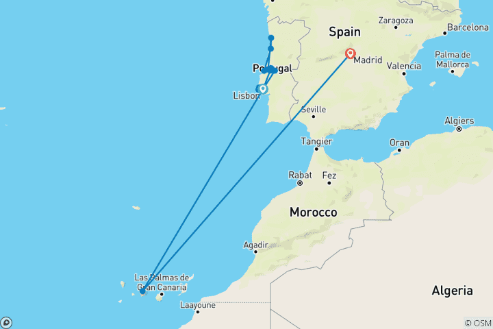 Map of Portugal & Canary Islands