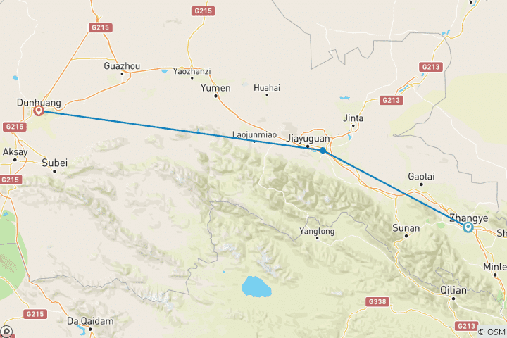Carte du circuit Circuit à prix réduit : Zhangye, Jiayuguan et Dunhuang 5 jours