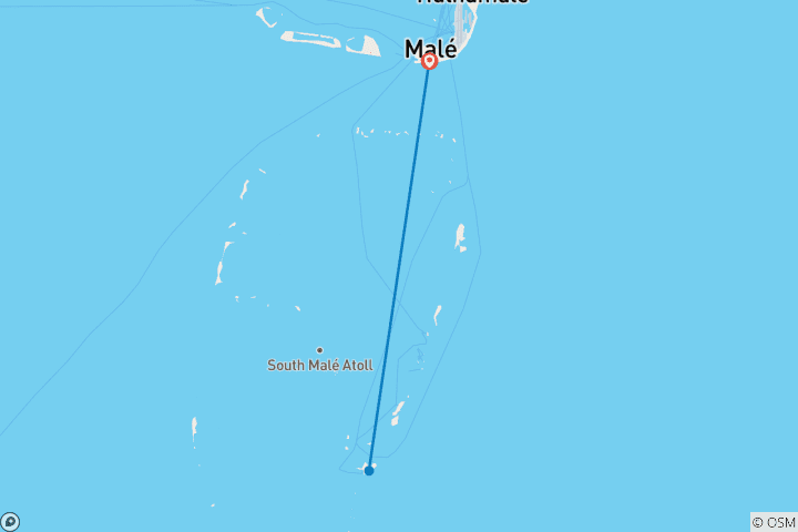 Kaart van Privé 4 Dagen Beste Prijs Malediven Reis, Dagelijks Vertrek & Privé Gids