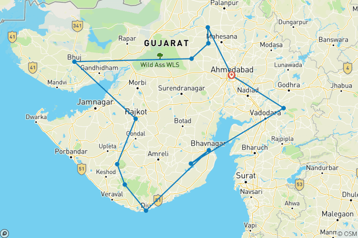 Kaart van Levendig Gujarat - het land van Rabari, Rann & inheemse ambachten - verborgen schatten van India