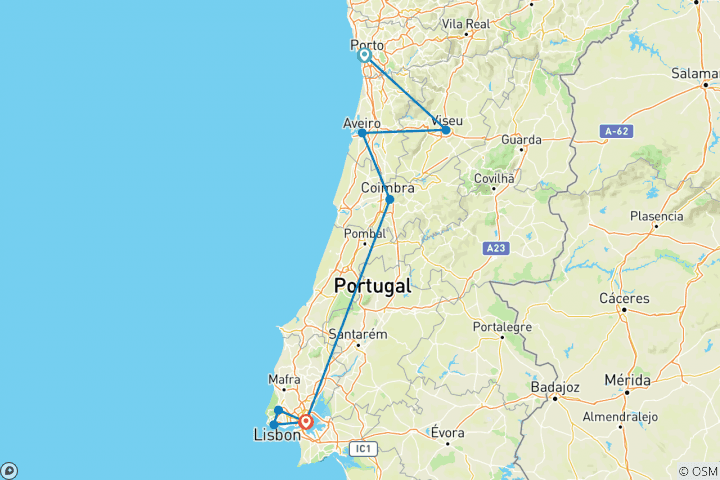 Carte du circuit Portugal pittoresque