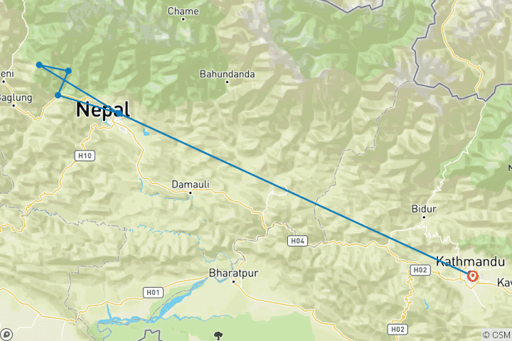 Map of Trekking in Nepal