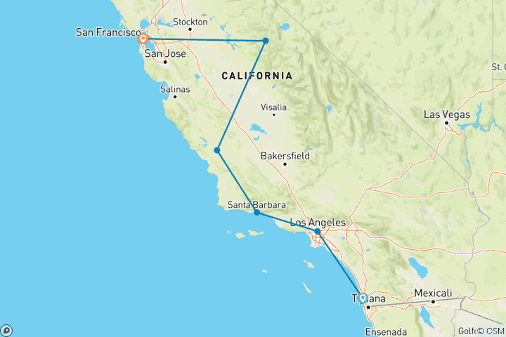 Carte du circuit Le meilleur de la Californie - classique, 10 jours
