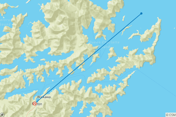 Carte du circuit Marcher sur la piste de la Reine Charlotte en Nouvelle- Zélande