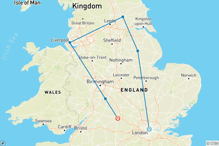 Map of Gems of Northern England - 9 Days/8 Nights